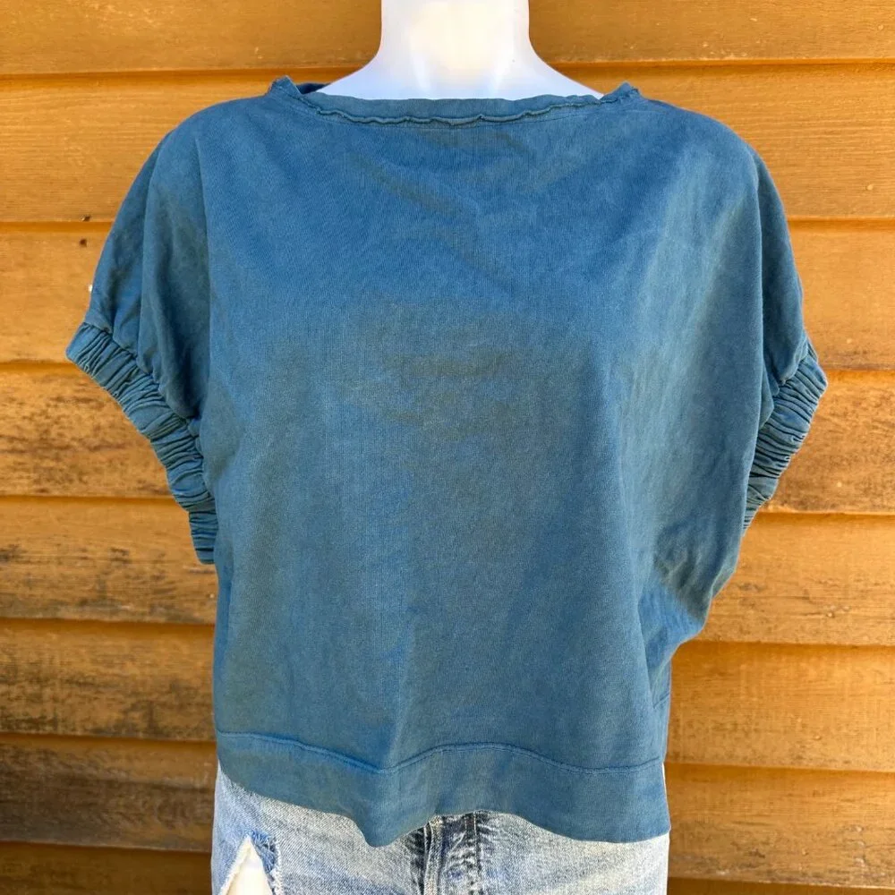 Free People Beach Sunday Afternoon Blue Muscle T-shirt Size S - Picture 1 of 8